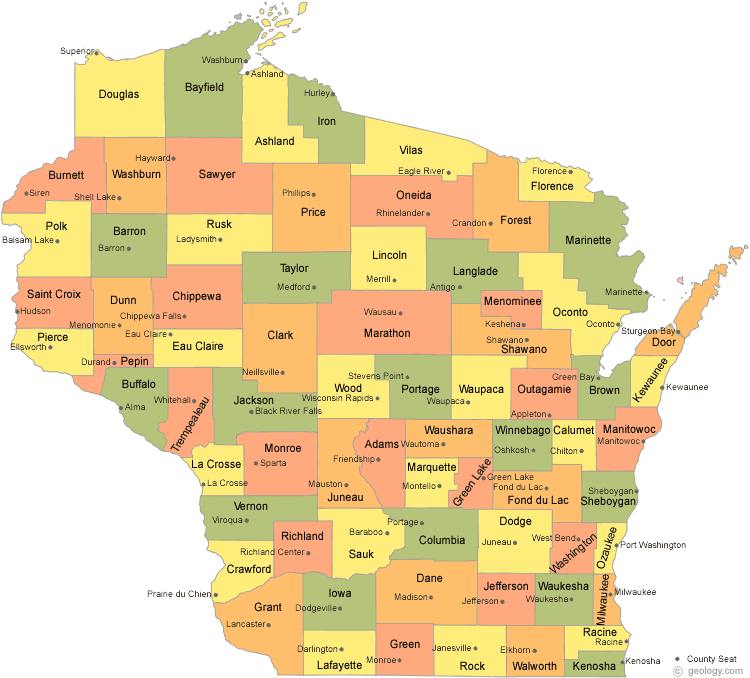 Wisconsin Counties Map